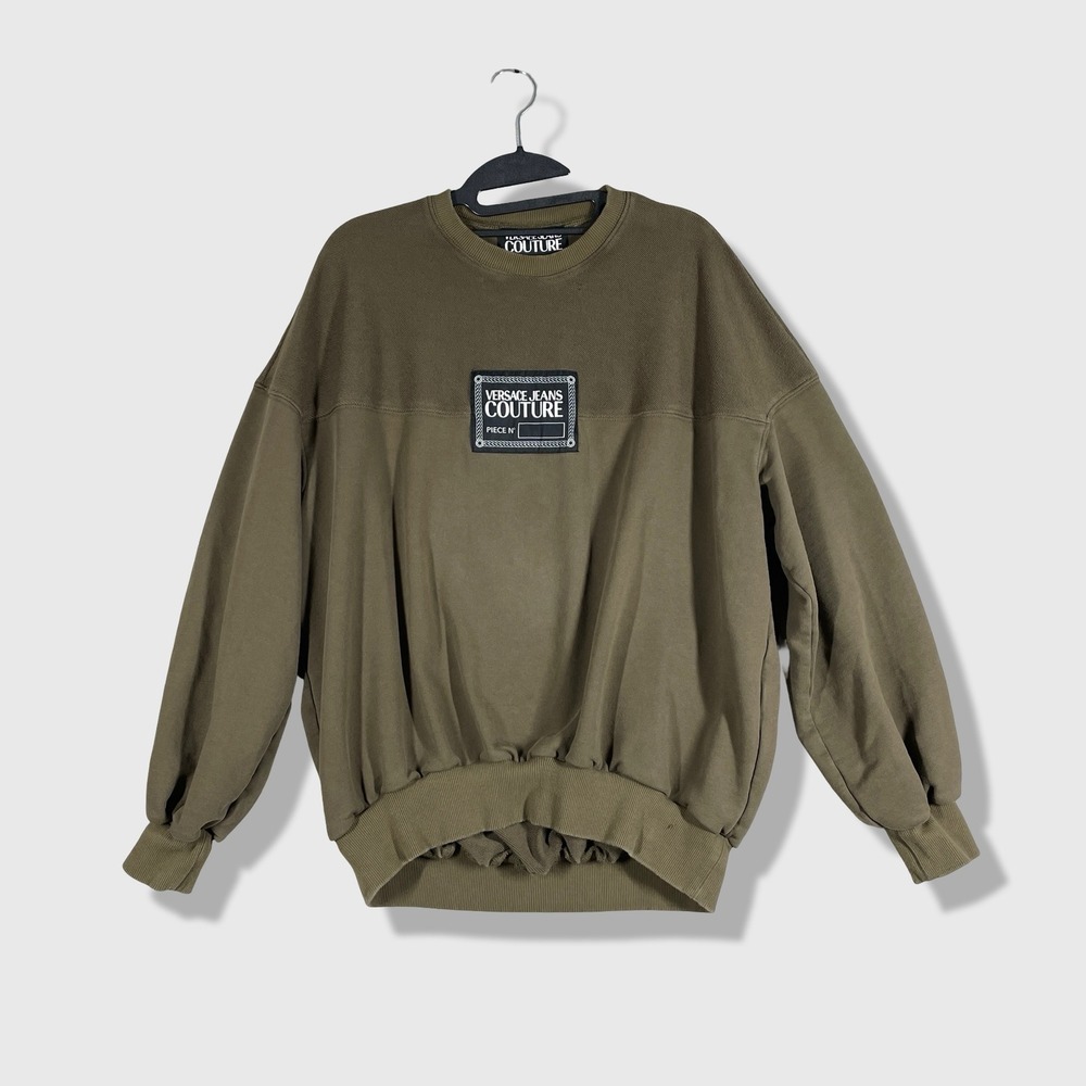 Versace Jeans Couture Sweatshirt Womens XS Green Streetwear Luxury Oversized